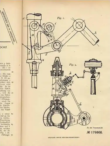 Original Patentschrift - L. Soest in Reisholz b. Düsseldorf , 1906 , Ventilsteuerung !!!