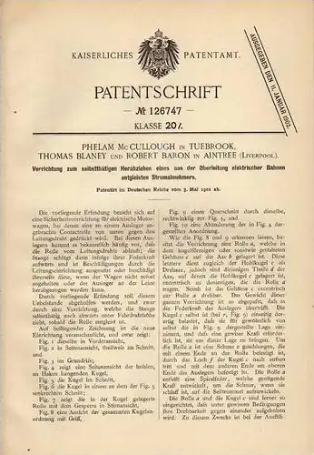 Original Patentschrift - R. Baron in Tuebrook und Aintree , 1901 , Strassenbahn , Eisenbahn , Apparat !!!