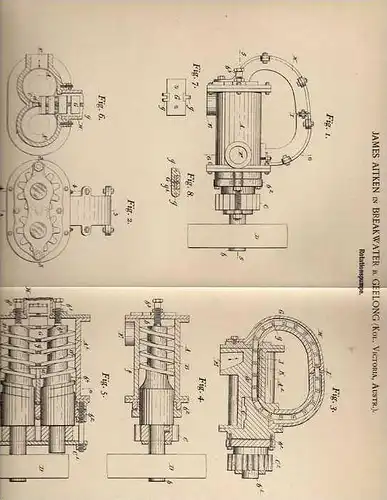 Original Patentschrift - J. Altken in Breakwater b. Geelong , 1900 , Rotationspumpe !!!