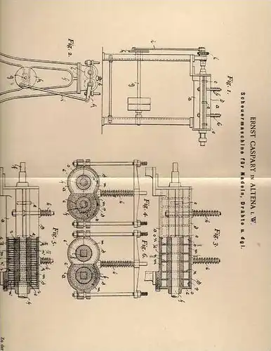 Original Patentschrift - E. Caspary in Altena i.W. , 1900 , Scheuermaschine !!!