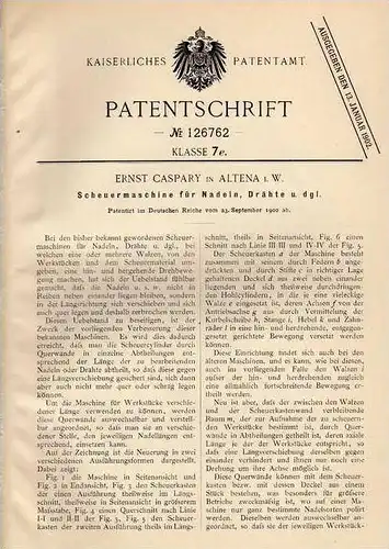 Original Patentschrift - E. Caspary in Altena i.W. , 1900 , Scheuermaschine !!!