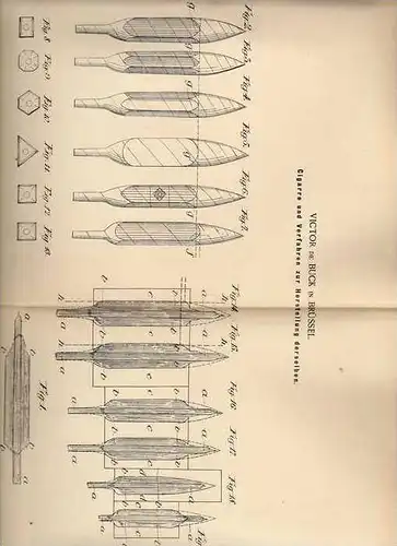 Original Patentschrift - V. de Buck in Brüssel , 1900 , Cigarre und Herstellung , Zigarre  !!!