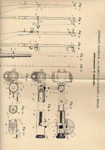 Original Patentschrift - Entfernungsmesser für Schußwaffen , 1900 , H. Schmook in Berlin , Gewehr , Pistole , Waffe !!!