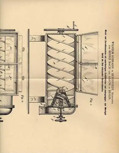 Original Patentschrift - W. Robrahn in Beverstedt , Hannover , 1899 , Misch- und Zerreibemaschine !!!