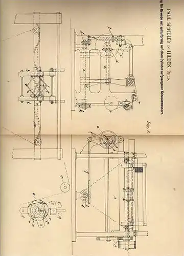 Original Patentschrift - P. Spindler in Hilden , 1899 , Scheuermaschine für Gewebe , Textilien !!!