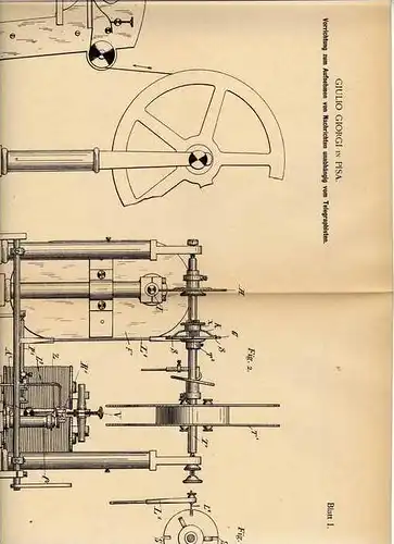 Original Patentschrift - G. Giorgi in Pisa , 1898 , Telegraphie , Aufnehmen von Nachrichten , Telegraph , telegraphy !!