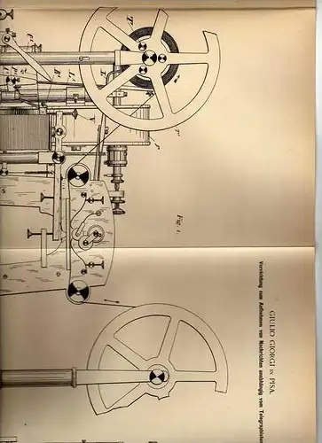 Original Patentschrift - G. Giorgi in Pisa , 1898 , Telegraphie , Aufnehmen von Nachrichten , Telegraph , telegraphy !!