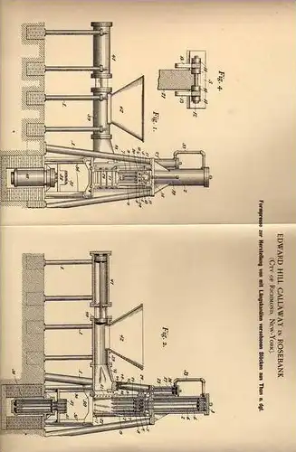 Original Patentschrift - E. Callaway in Rosebank , 1898 , Presse für Formen aus Thon !!!