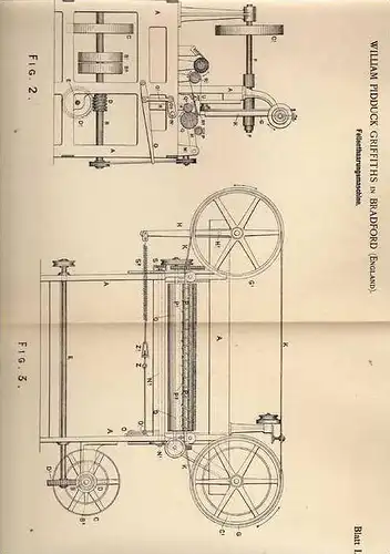 Original Patentschrift - Fellenthaarungsmaschine , 1900, W. Griffiths in Bradford , Schlachter , Wild , Schlachterei !!!