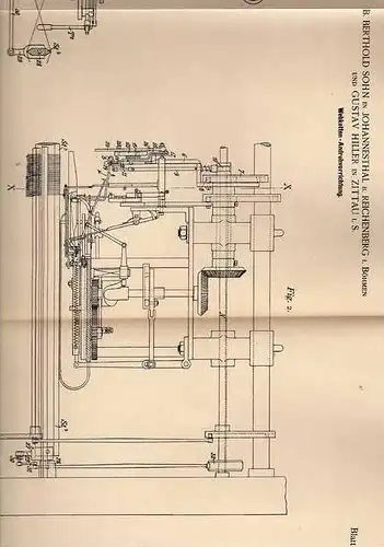 Original Patentschrift - G. Hiller in Johannesthal und Zittau , 1900 , Webstuhl , Webketten , Weberei !!!