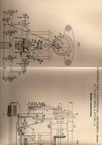 Original Patentschrift - G. Hiller in Johannesthal und Zittau , 1900 , Webstuhl , Webketten , Weberei !!!