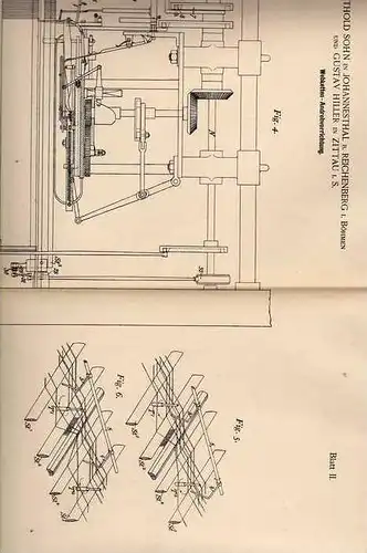 Original Patentschrift - G. Hiller in Johannesthal und Zittau , 1900 , Webstuhl , Webketten , Weberei !!!