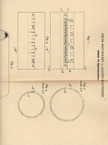 Original Patentschrift - O. Bartholemy in Aachen - Burtscheid , 1900 , Spinnereimaschine , Reibleder , Spinnerei !!!