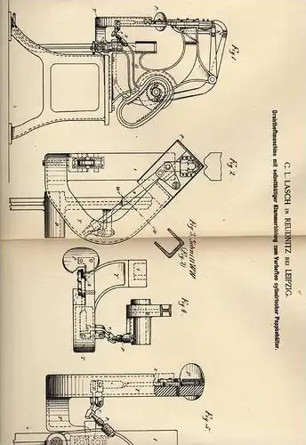 Original Patentschrift - C. Lasch in Reudnitz b. Leipzig , 1887 , Drahtheftmaschine !!!