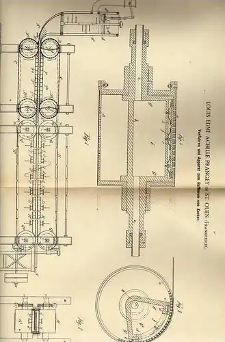 Original Patentschrift - L. Prangey in St. Ouen , 1887 , Apparat zum Raffinieren von Zucker , Raffinerie !!!