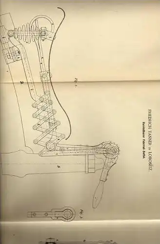 Original Patentschrift - F. Tanner in Lobositz , 1887 , verstellbarer Sattel für Fahrrad !!!