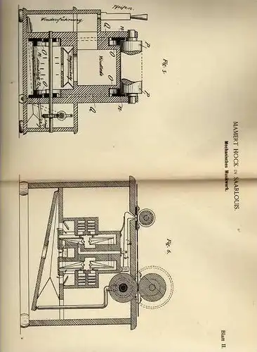 Original Patentschrift - M. Hock in Saarlouis , 1886 , Mechanisches Musikwerk , Jukebox , Musik !!!