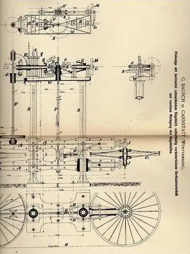 Original Patentschrift - G. Bausch in Cannstatt , 1887 , Steinsäge !!!