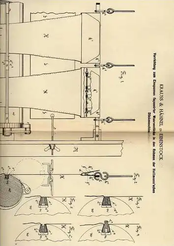 Original Patentschrift - Krauss & Hähnel in Eibenstock , 1887 , Stickmaschine , Stickerei !!!