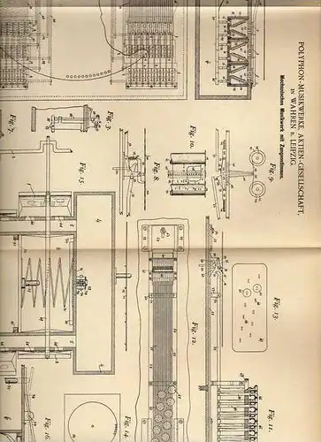 Original Patentschrift - Polyphon Musikwerke in Wahren , 1900 , Mechanisches Musikwerk , Jukebox  !!!