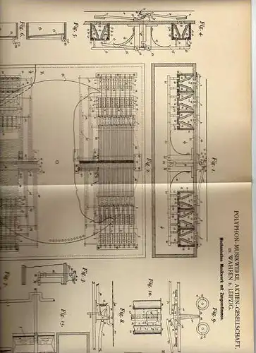 Original Patentschrift - Polyphon Musikwerke in Wahren , 1900 , Mechanisches Musikwerk , Jukebox  !!!