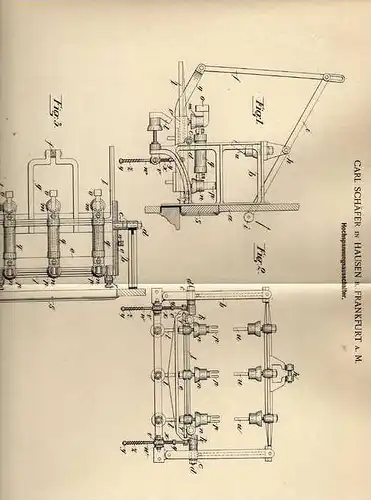 Original Patentschrift - C. Schäfer in Hausen b. Frankfurt a.M., 1901, Hochspannung Ausschalter , E-Werk  !!!