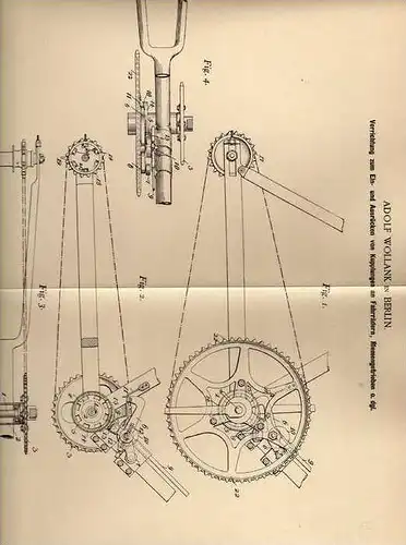 Original Patentschrift - Kupplung für Fahrrad , 1901, A. Wollank in Berlin!!!