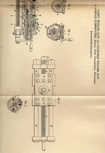 Original Patentschrift - A. Daw in Aamdals Kobbervoerk , Norwegen , 1887 , Gesteinsbohrer , Bergbau , Bohrer !!!