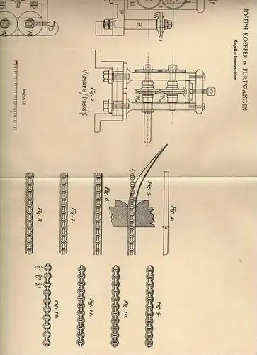 Original Patentschrift - J. Koepfer in Furtwangen , 1886 , Kugelkettenmaschine !!!