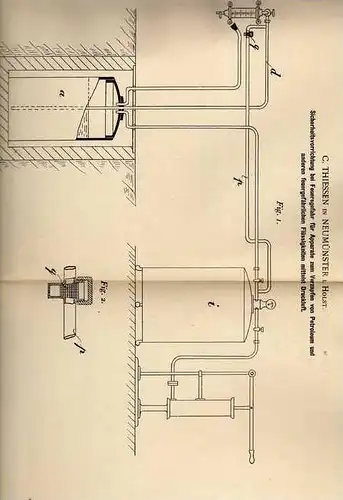 Original Patentschrift - Sicherheitsanlage bei Feuer , 1901, C. Thiessen in Neumünster i. Holstein , Feuerwehr