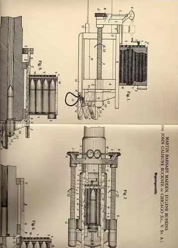 Original Patentschrift - Geschütz , MG , Maschinenwaffe , 1900, M. Madden in Chicago , USA !!!