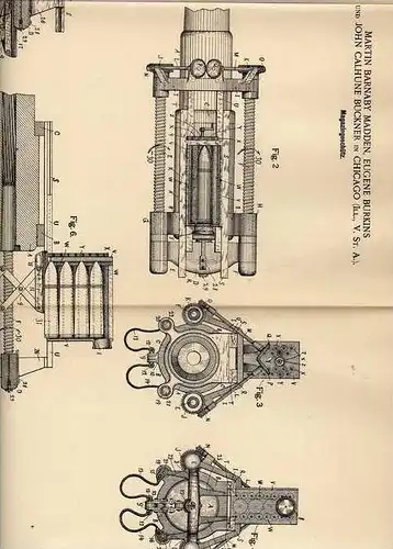 Original Patentschrift - Geschütz , MG , Maschinenwaffe , 1900, M. Madden in Chicago , USA !!!