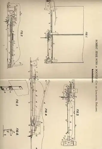 Original Patentschrift - Wender für Notenblatt  , 1900 , R. Ross in Bootle , Lancaster , England , Noten !!!