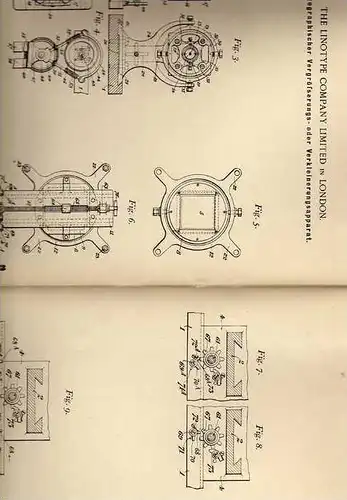Original Patentschrift - The Linotype Comp. in London , 1899 , photogr. Vergrößerungsapparat , Photographie !!!