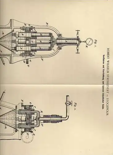 Original Patentschrift - Maschine zum Spinnen von Seide , 1897 ,R. Strehlenehrt in Stockholm , Spinnerei !!!