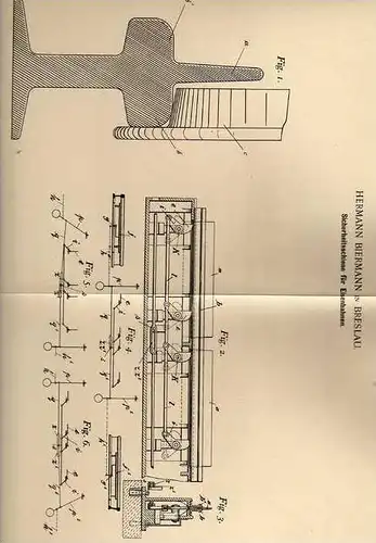 Original Patentschrift - Eisenbahn Sicherheitsschiene , 1896 , H. Biermann in Breslau !!!