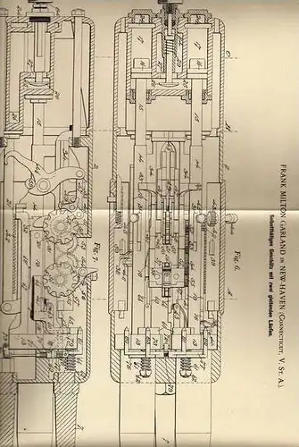 Original Patentschrift - Geschütz mit zwei gleitenden Läufen , 1898, Kanone , Waffe , F. Garland in New Haven , USA  !!!