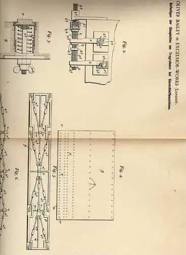 Original Patentschrift - W. Bailey in Excelsior - Works , London , 1898 , Glasschleifmaschine , Glas , Glaserei !!!