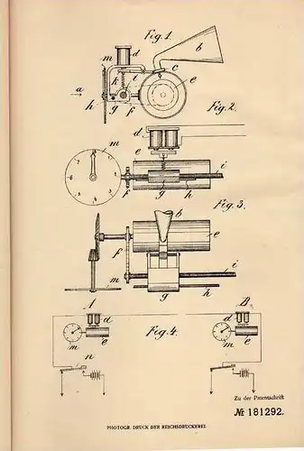 Original Patentschrift - Telephonograph , 1905, M. Sandri in Genua , Italien , Telephon , Telegraphie , telegraphy !!!