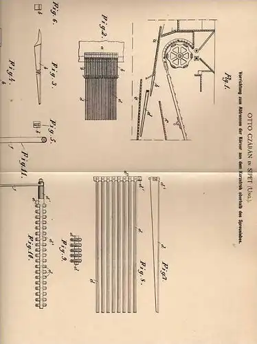 Original Patentschrift - O. Czaran in Sipet , Ungarn , 1900, Dreschmaschine , Landwirtschaft , Ernte !!!