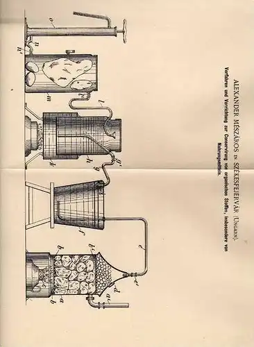Original Patentschrift - A. Meszaros in Szekesfejervar , 1901 , Konservierung von organischen Stoffen  !!!
