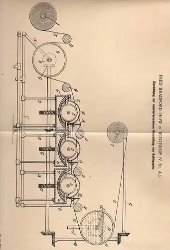 Original Patentschrift - F. How in Winthrop , USA , 1901 , Maschine für Kohlepapier Herstellung !!!