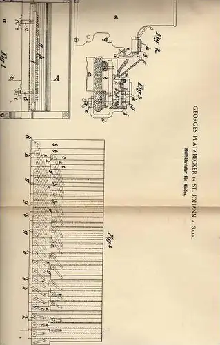 Original Patentschrift - G. Platzberger in St. Johann , 1900 , Klavier für Kinder , Piano , Tastatur !!!