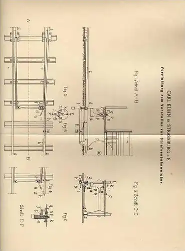 Original Patentschrift - C. Kuhn in Strassburg i.E., 1900, Strassenbahn , Weiche , Eisenbahn !!!