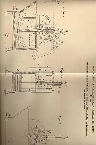 Original Patentschrift - Z. Gaillard in Saint - Gervais les Bains , 1900 , Waschmaschine !!!