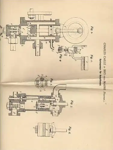 Original Patentschrift -  C. Caille in Bry sur Marne , 1901 , Pumpe für Dampfkessel !!!