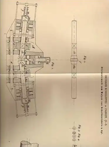 Original Patentschrift - R. Kohlleppel in Zabrze , O.-S. , 1900 , Walzwerk , Stirnwalzwerk , Walze !!!