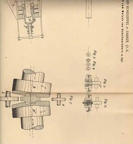 Original Patentschrift - R. Kohlleppel in Zabrze , O.-S. , 1900 , Walzwerk , Stirnwalzwerk , Walze !!!