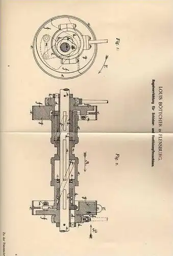 Original Patentschrift - L. Böttcher in Flensburg , 1901 , Regler für Dampfmaschinen !!!