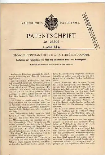 Original Patentschrift - G. Roger in La Ferte sous Jouarre , 1900 , Käse Herstellung , Molkerei !!!